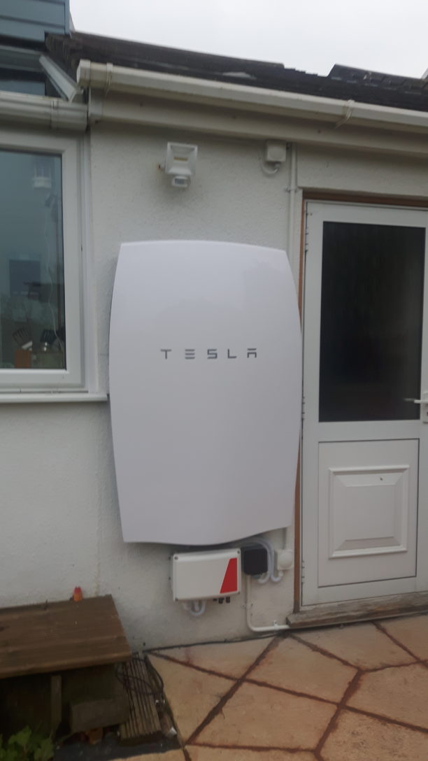 A 6.4kWh Tesla Powerwall battery storage unit installed by GreenGenUK