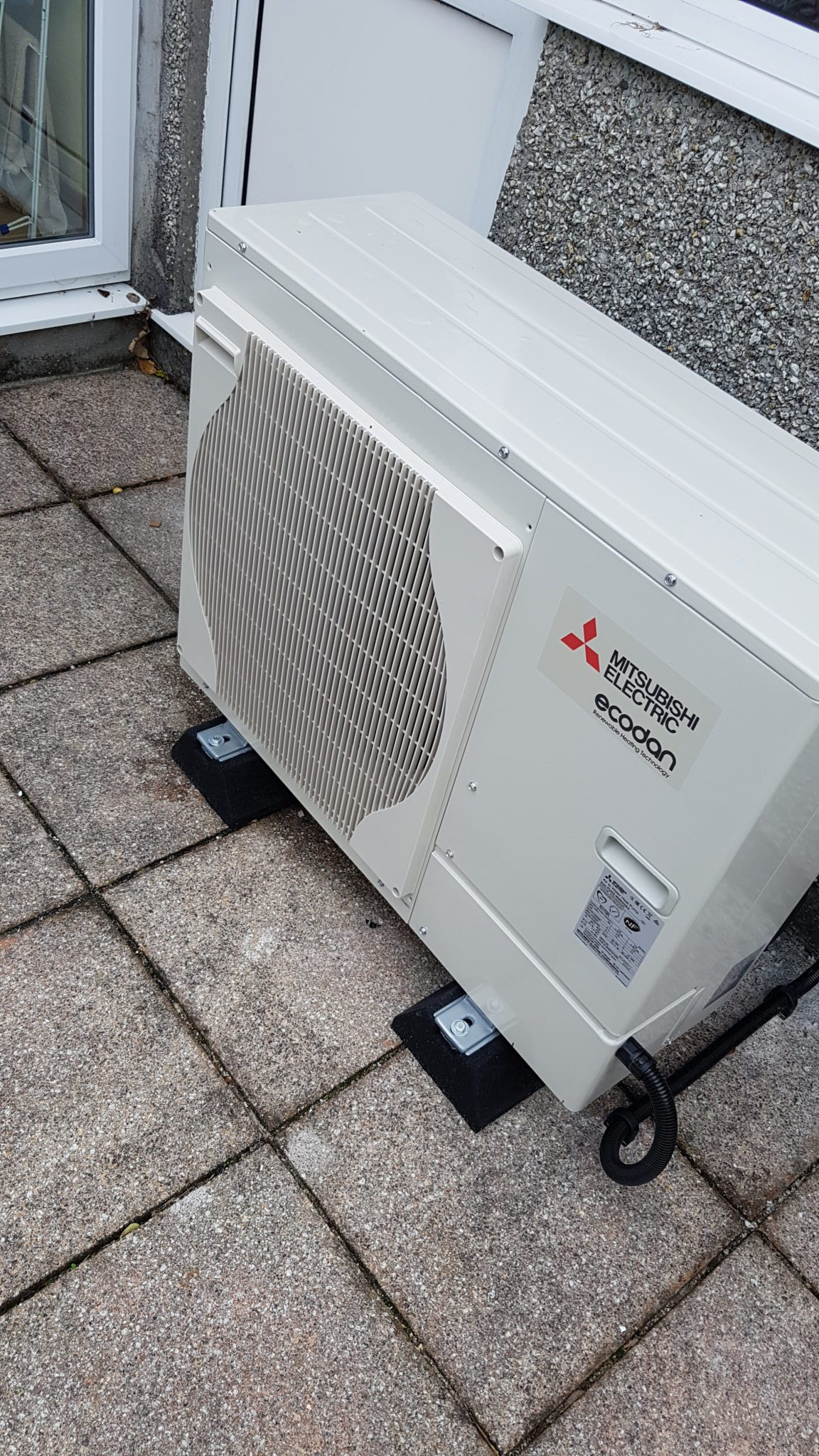 Mitsubishi's 5kW air source heat pump unit, installed in The Lizard.