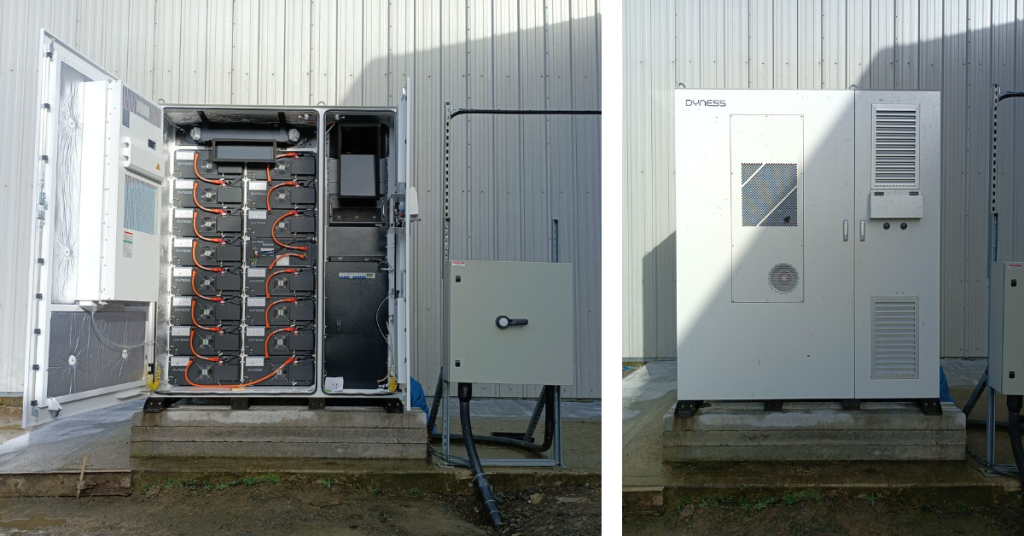 Dyness DH200F 100kW 215kWh commercial battery storage system installed near Bude Cornwall