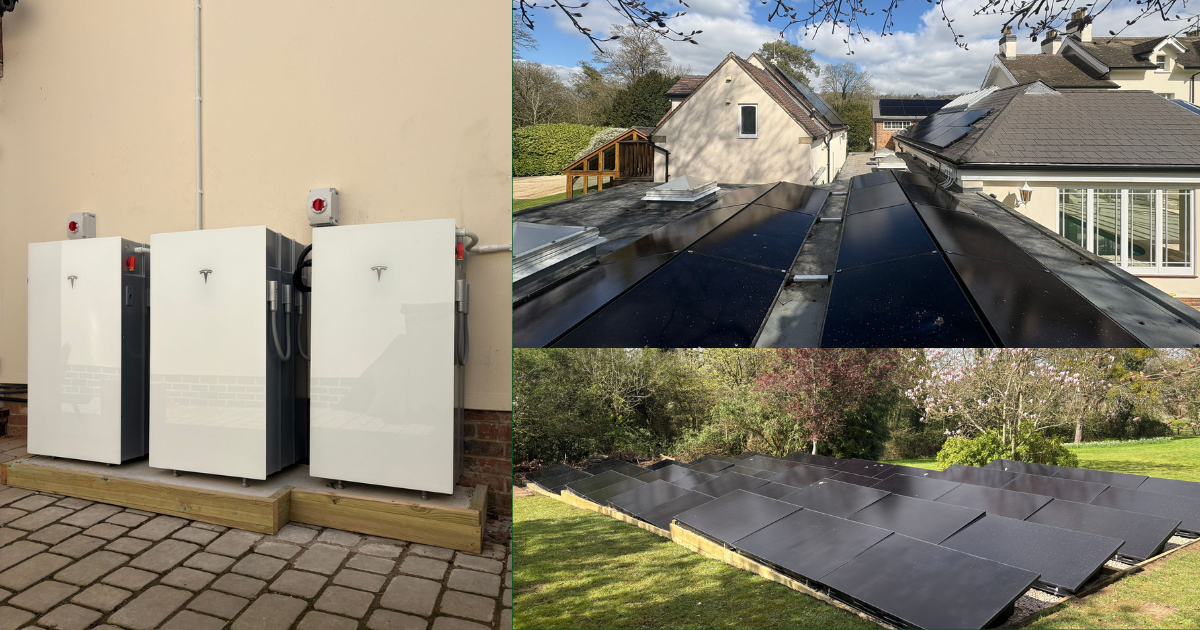 Tesla Powerwall and Aiko solar panels installed on a house in Cheltenham by GreenGenUK